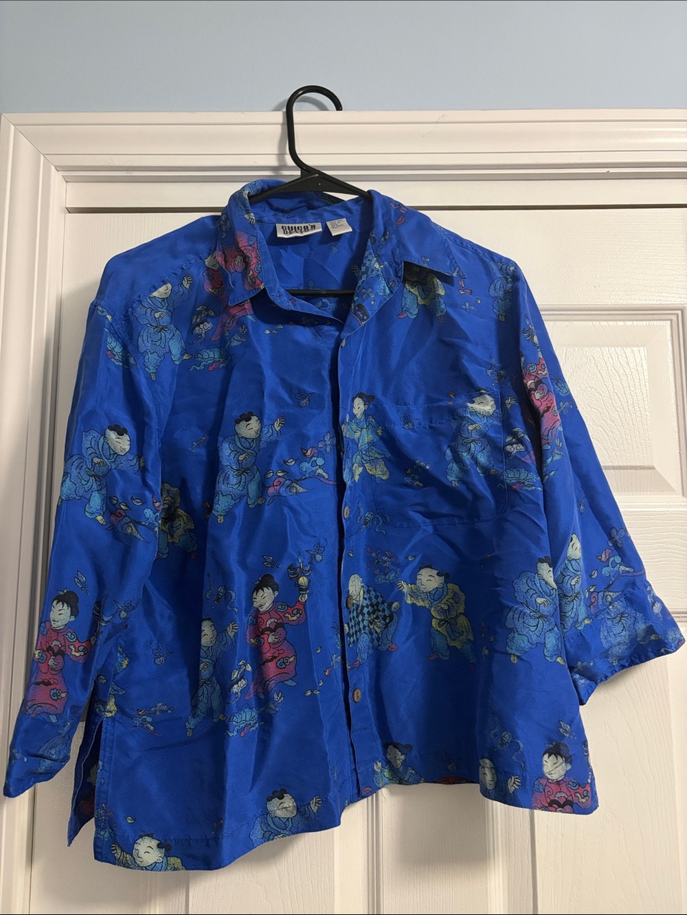 Chico's Royal Blue Printed Button-Down Shirt